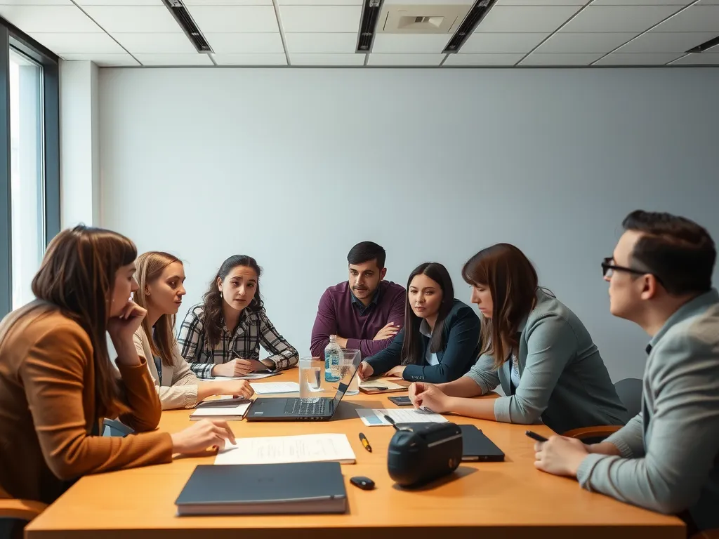 International students attending an AI workshop in Turkey, diverse group, professional and academic setting, modern educational tools