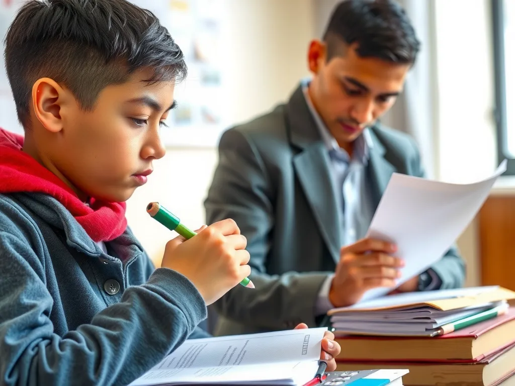 A student preparing documents with a checklist, emphasizing organization and accuracy, high quality, professional photography.