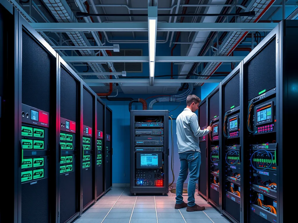 A modern digital infrastructure setup in a university, including servers, high-speed internet, and network systems, vital for digital transformation.
