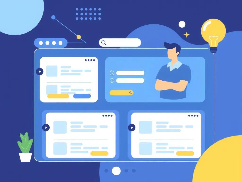 Illustration of a digital platform for university applications, showing online forms and tracking tools, modern interface, user-friendly