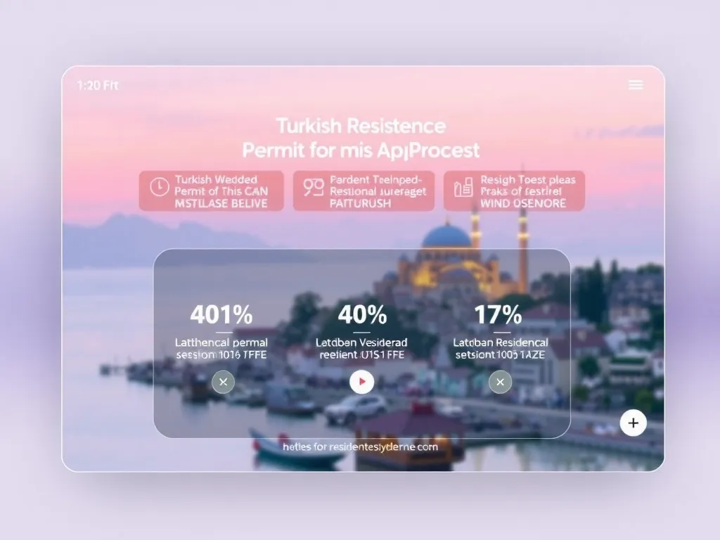 Digital interface for Turkish residence permit application process, showing a seamless and user-friendly design, modern and high-tech