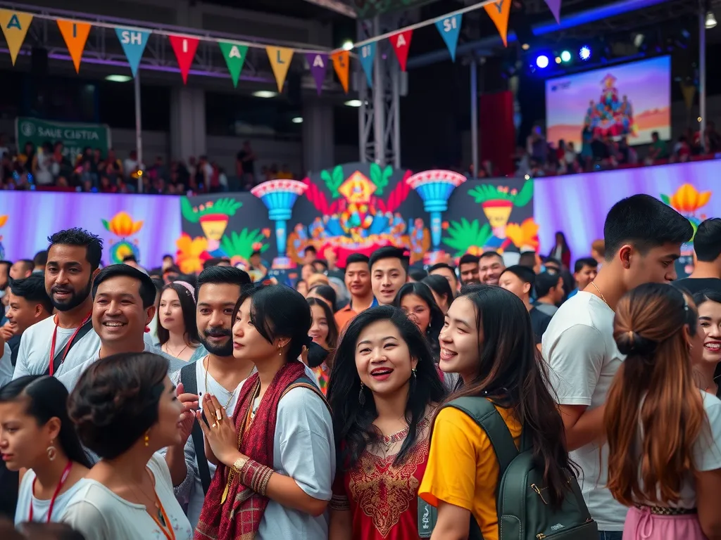 University festival or event with cultural and musical performances, vibrant and colorful, happy atmosphere, students enjoying in multicultural setting. University festival or event with cultural and musical performances, vibrant and colorful, happy atmosphere, students enjoying in multicultural setting.