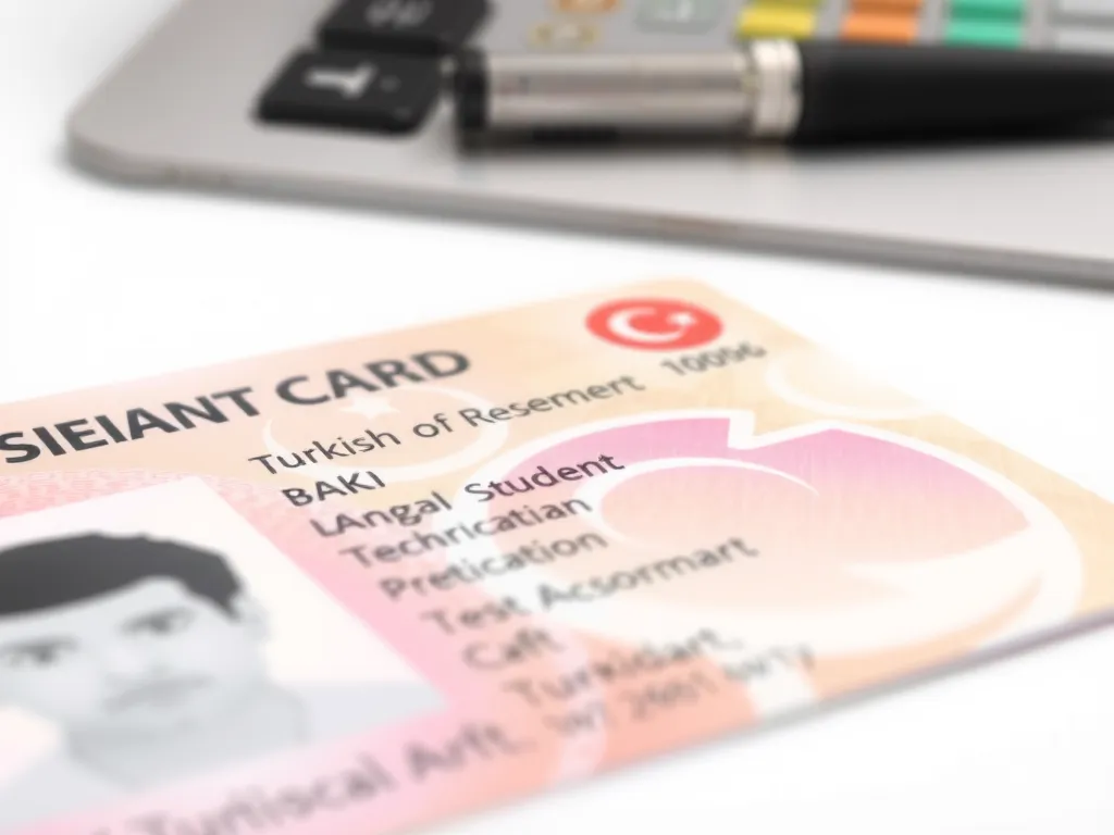A close-up of a Turkish student identification card, detailed, modern, clean background, symbolizing student residency permit.