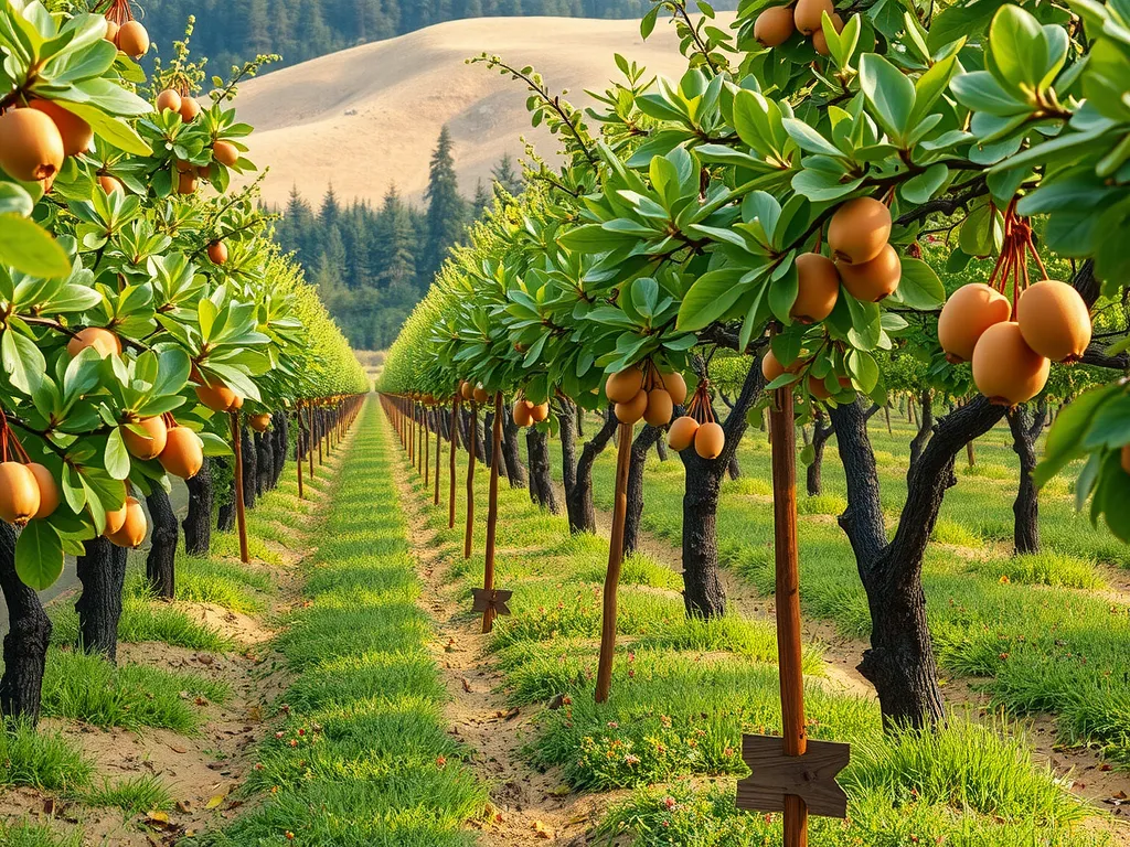 Organic hazelnut orchards near the Black Sea region in Turkey, showcasing high-quality organic farming techniques, vivid colors, high-quality. Organic hazelnut orchards near the Black Sea region in Turkey, showcasing high-quality organic farming techniques, vivid colors, high-quality.