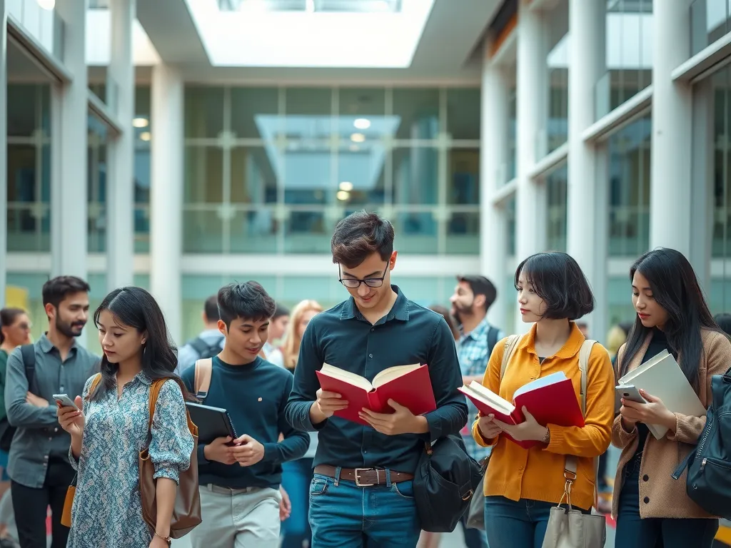 Students studying in a modern, vibrant university campus in Istanbul, featuring diverse cultural backgrounds, photorealistic, high-quality, natural lighting