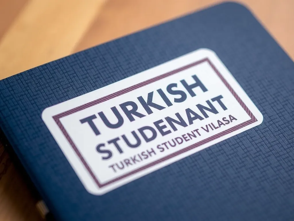 Close-up view of a Turkish student visa stamp on a passport, professional lighting, detailed, high-quality, clean background