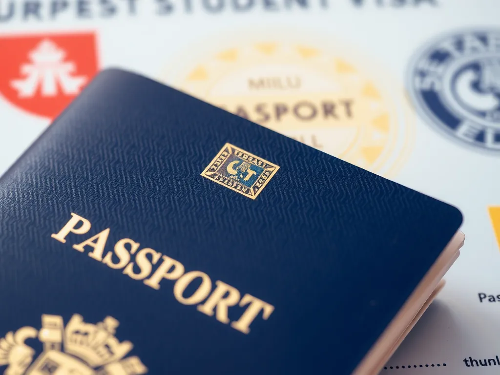 Close-up of international passport and Turkish student visa stamp, detailed, high quality