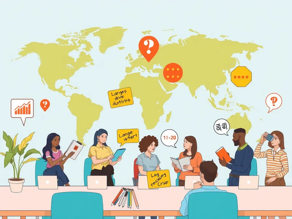 Challenges faced by international students in work environments, displays language and cultural adaptation barriers, high-quality