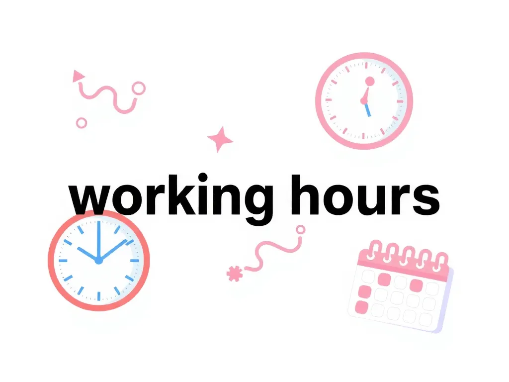Visual representation of flexible working hours with a clock and calendar symbols, digital and colorful design