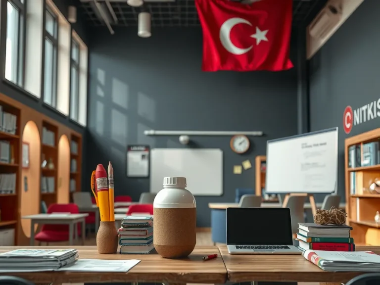 Modern educational system transformation with focus on digital infrastructure and global competencies, photorealistic, high quality, Turkish setting